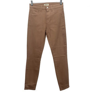 L'AGENCE Size 25 Margot Skinny Pants Tan Faux Leather Slim Cropped Women's